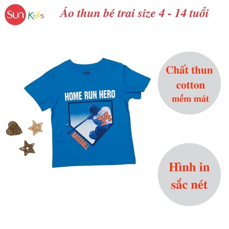 Áo thun bé trai, áo phông cho bé trai chất cotton nhiều màu, size 4-14 tuổi - SUNKIDS1