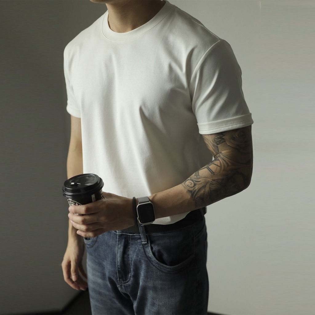 Áo thun Nam Feel Good Basic Tee phông trơn tay ngắn form regular fit chất liệu cotton 4 chiều 100% dày dặn co dãn