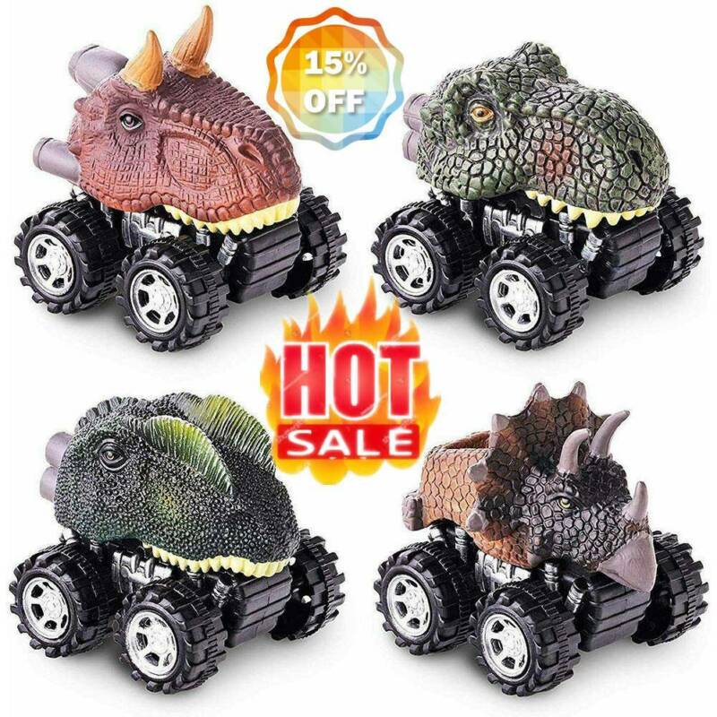 Đồ chơi Khủng long Kéo lùi 4 gói cho 2 bé trai và bé gái 3 4 5 tuổi Xe khủng long