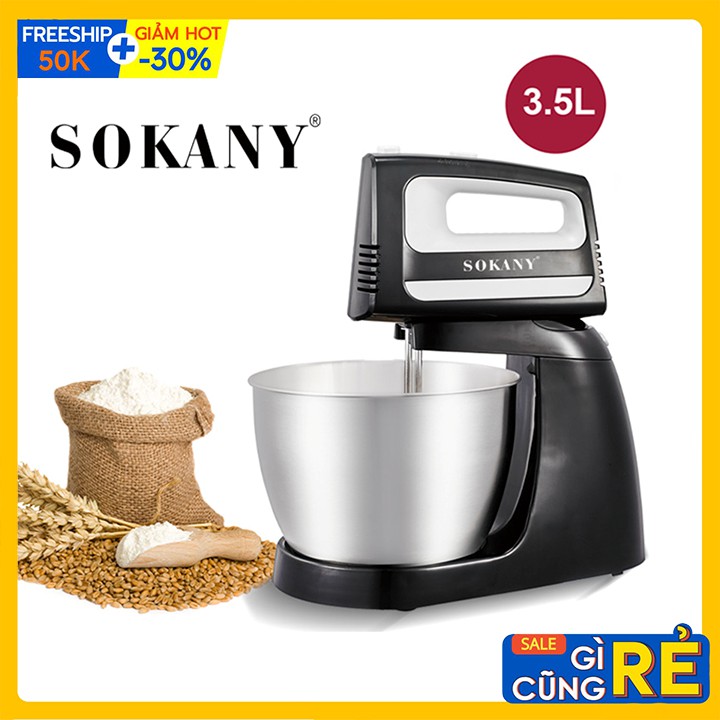 Máy đánh trứng để bàn hoặc cầm tay chính hãng SOKANY công suất lớn 400w, kèm âu siêu to 3.5L