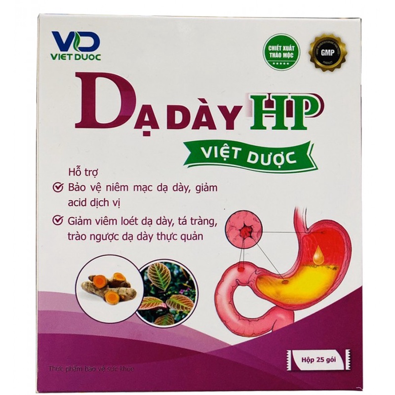 Dạ Dày HP Việt Dược giảm viêm loét dạ dày, tá tràng, trào ngược dạ dày thực quản Hộp (25 gói)