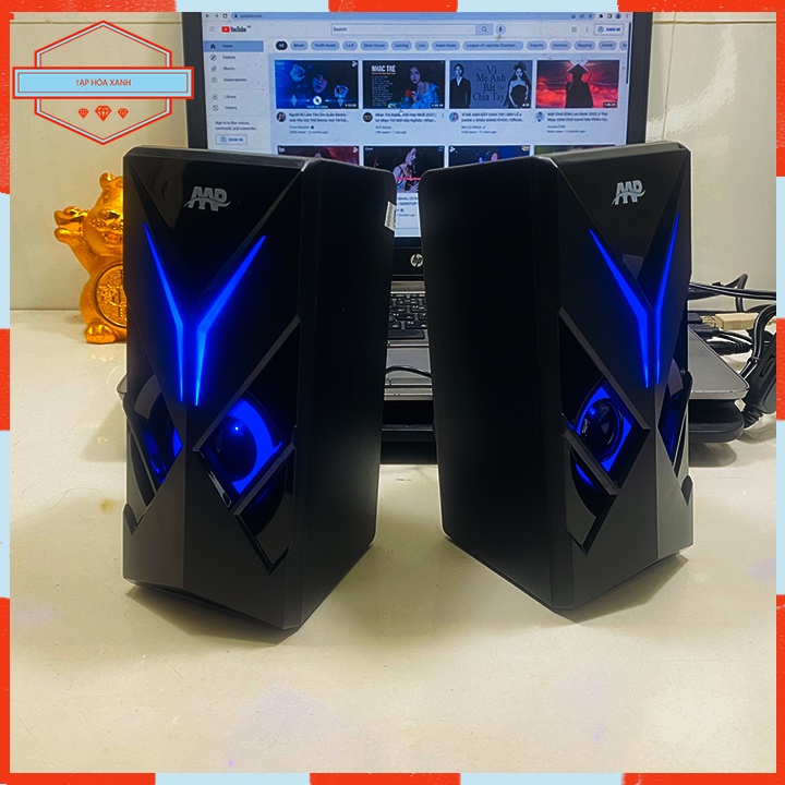 Loa Máy Vi Tính Để Bàn 2.0 AAP C08 Có Dây Chính Hãng Loa Nghe Nhạc Laptop PC Đèn Led Gaming