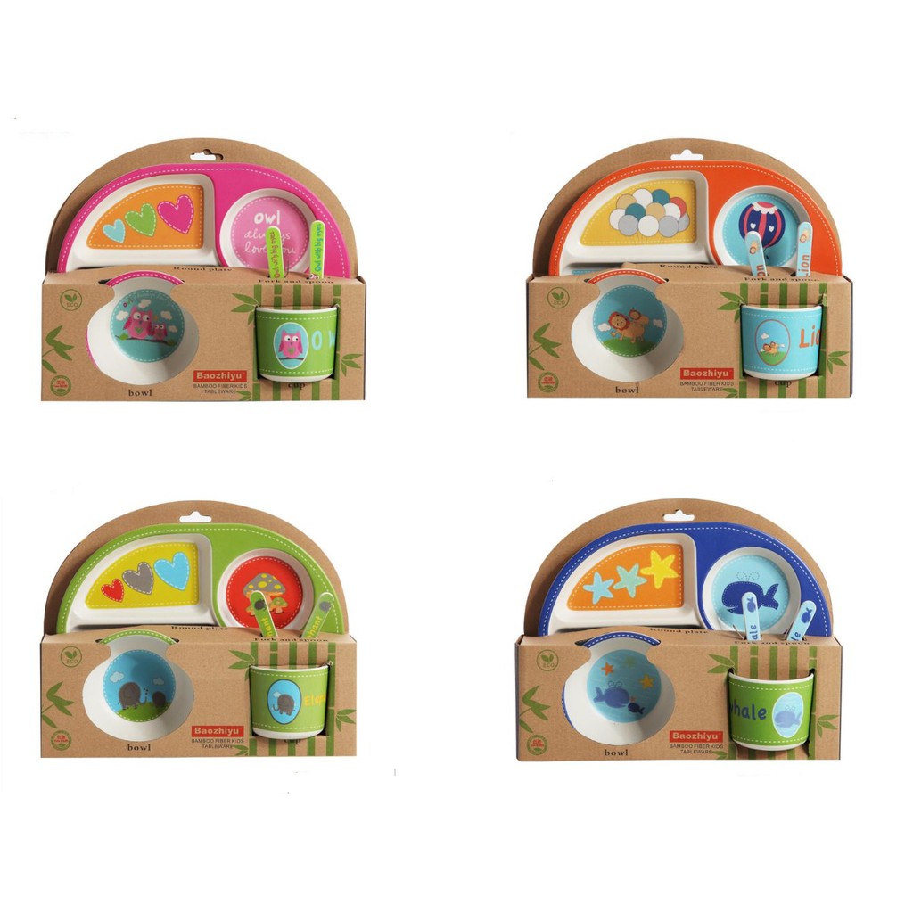 Set 5 món Bát ăn dặm sợi tre Bamboo cao cấp
