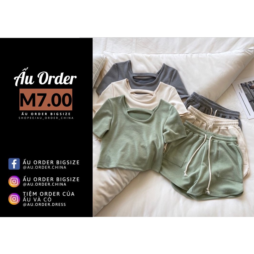 Set bộ áo ngắn tay quần short vải thun tăm đơn giản dễ thương Bigsize đến 75kg