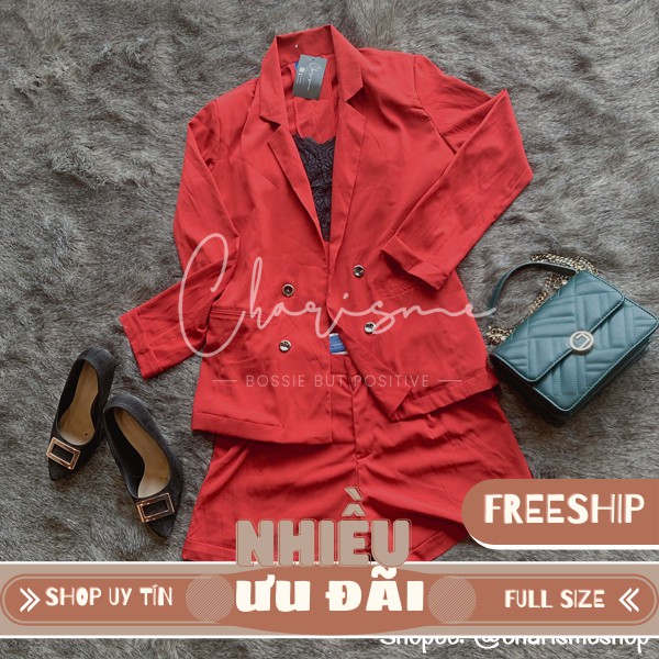 🔥Bộ Vest Nữ 2 Lớp Cao Cấp Charisme Màu Đỏ | Có size lớn | May size theo yêu cầu