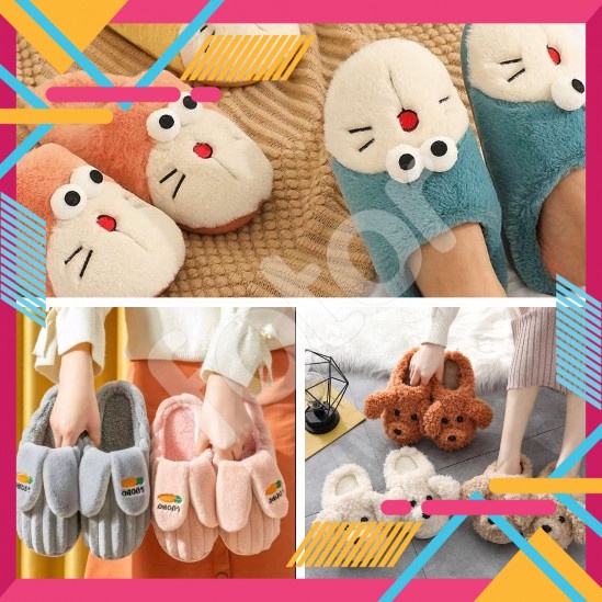 [5❤️][FREESHIP] DÉP LÔNG ĐI TRONG NHÀ HÌNH CHÓ CON, SỌC TAI THỎ, DORAEMON [HCM]