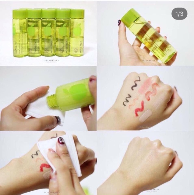 😍TẨY TRANG MẮT MÔI INNISFREE APPLE SEED LIP & EYE REMOVER