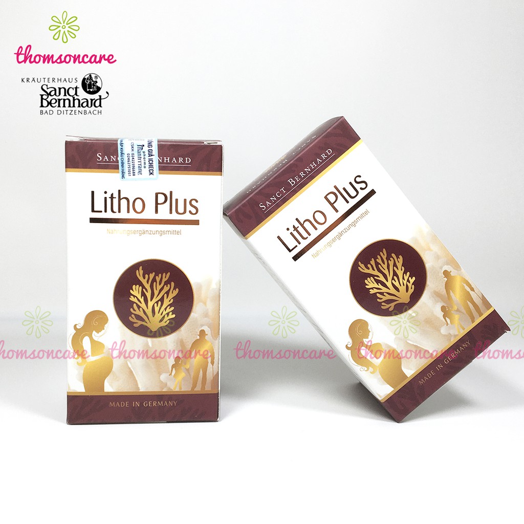 Canxi hữu cơ từ Tảo biển Litho Plus - Nhập khẩu từ Đức Lọ 60 viên, có thêm Magie và D3 cho bà bầu, trước, sau sinh