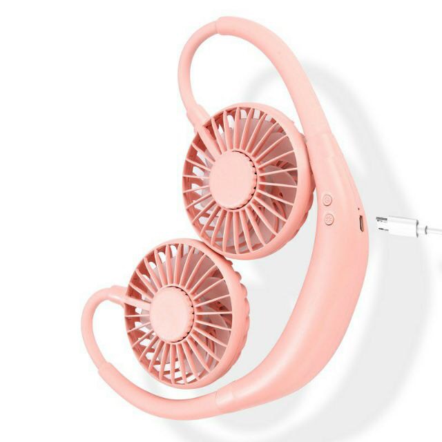 Quạt mini sạc điện dự phòng đeo cổ, cầm tay tiện lợi sử dụng cho văn phòng, thể thao, chạy bộ, du lịch có 3 tốc độ