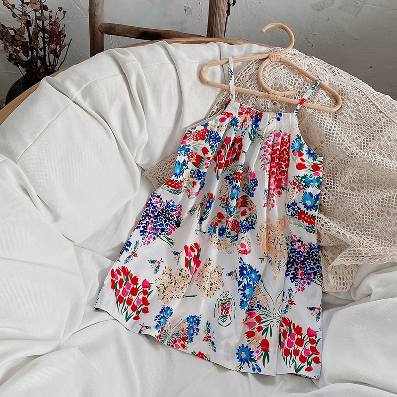 Đầm Công Chúa Không Tay In Hoa Thời Trang Mùa Hè Cho Bé Gái Se7en