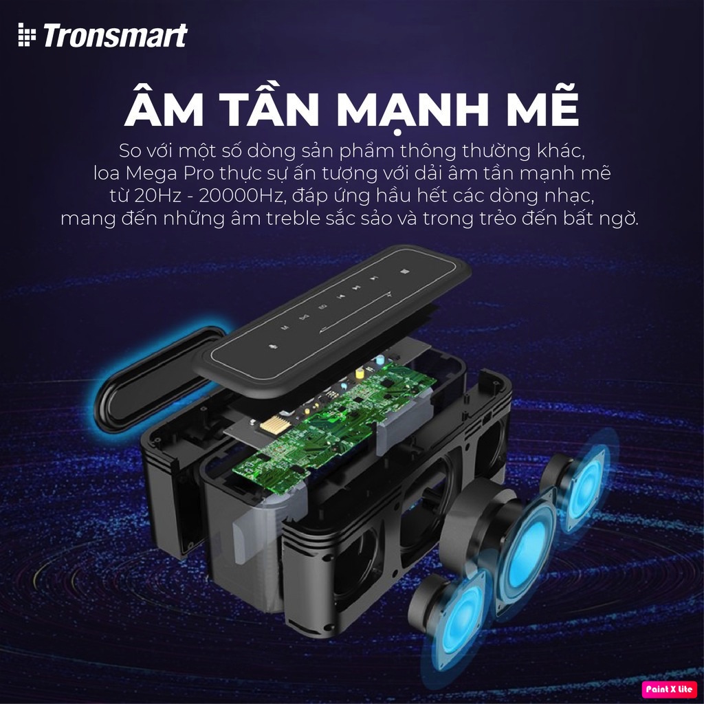 Loa Bluetooth Tronsmart Element Mega Pro 60W v5.0 Hỗ trợ TWS và NFC ghép đôi 2 loa - Phân Phối Chính hãng BH 12 Tháng
