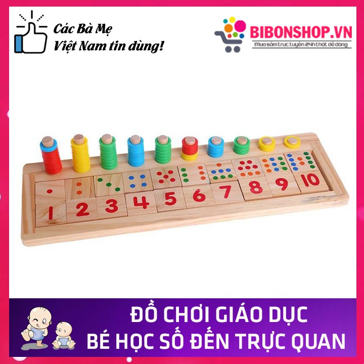 Đồ Chơi Giáo Dục Bảng Học Đếm Logarit Cơ Số 10 Bằng Gỗ Tự Nhiên An Toàn Cho Bé