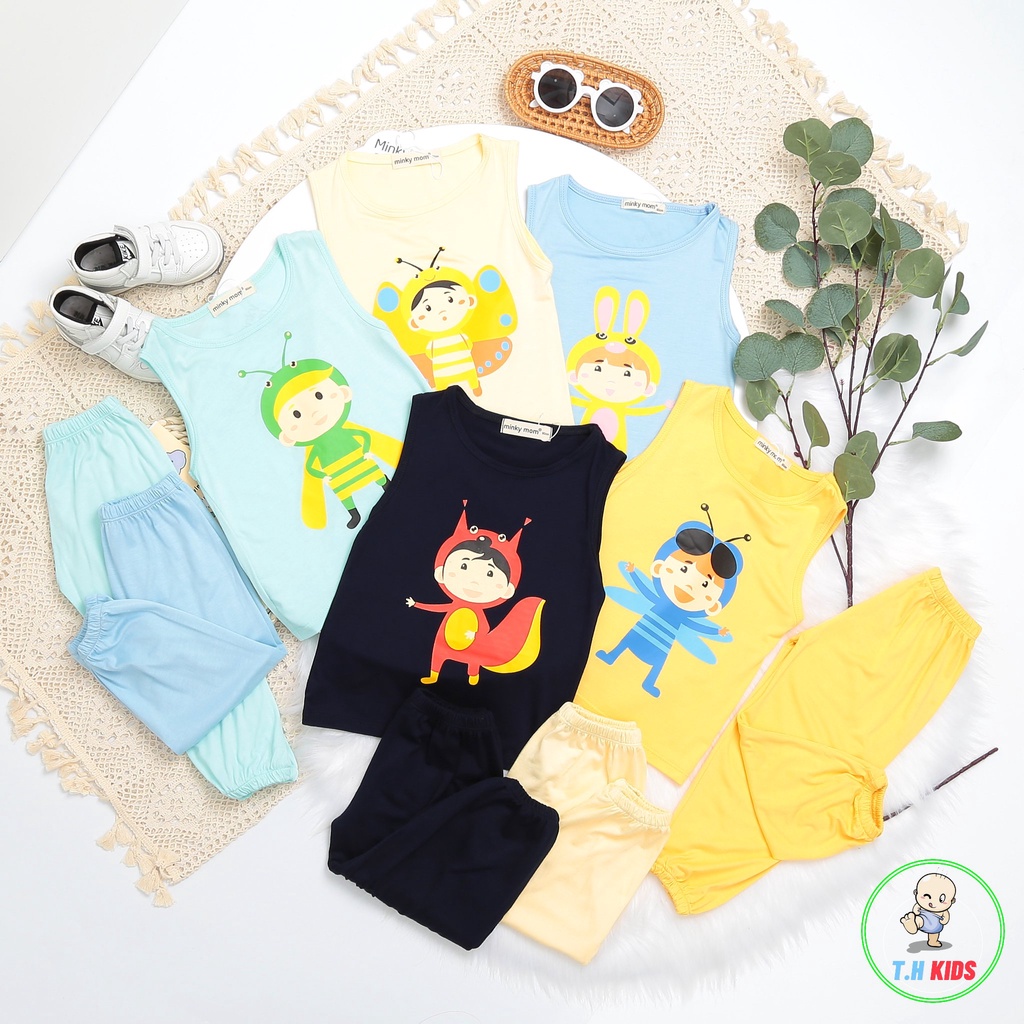 [Bé 7-27kg]Bộ sát nách quần alibaba thun lạnh Minky Mom cho bé trai bé gái từ 10-27kg - HÀNG CHUẨN