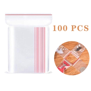 Set 100 túi kéo khóa bằng nhựa trong suốt dùng để đựng thực phẩm tiện dụng