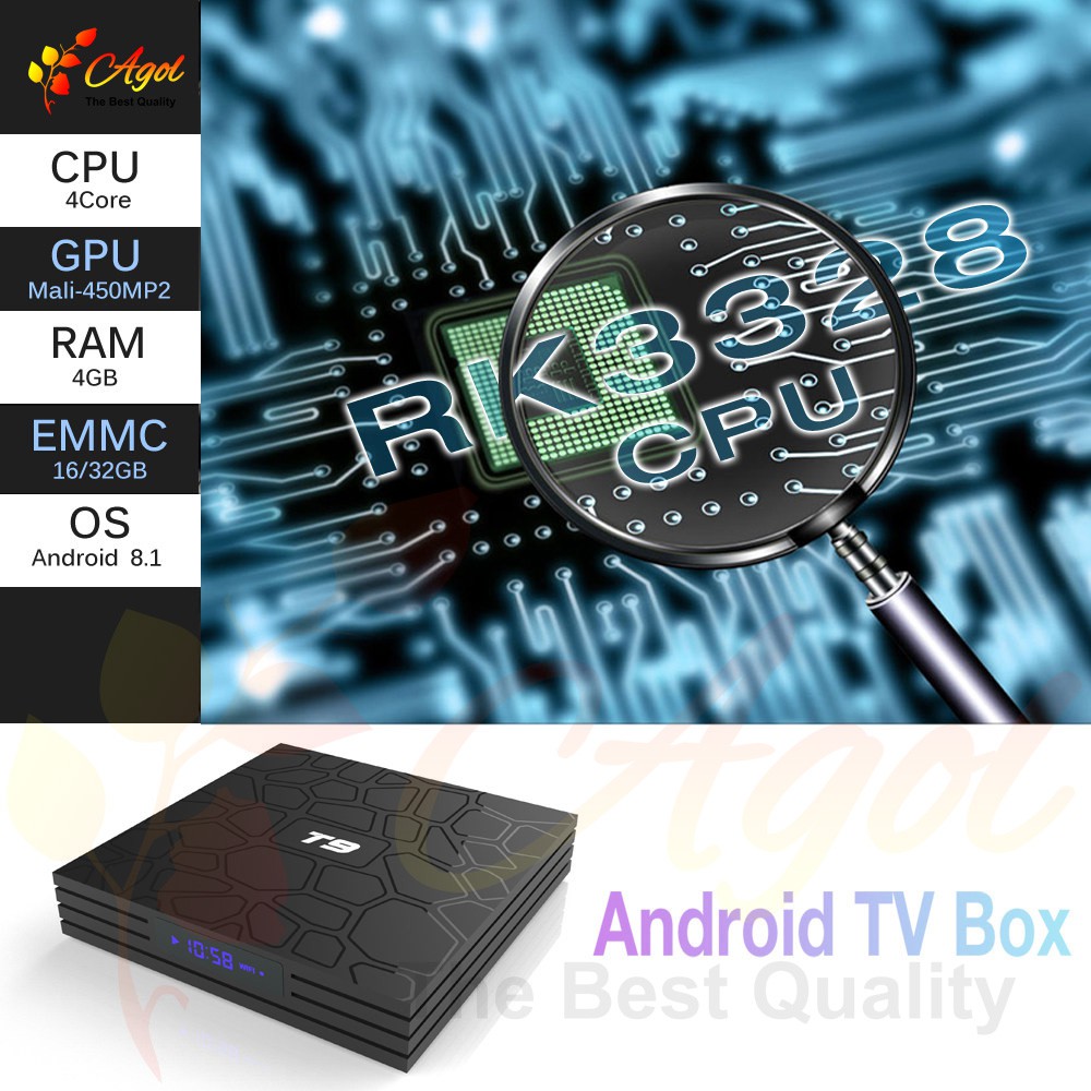 android tivi box 4g ram 32g rom hệ điều hành android 9 bluetooth T9 pro mới mạnh