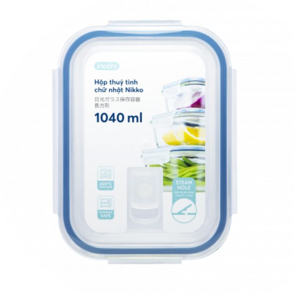 Hộp Thủy Tinh Chữ Nhật Inochi Nikko 1040ML