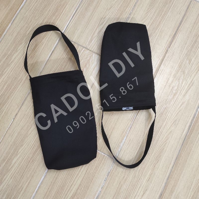 Túi Xách Vải Dây Đai Mỏng Đựng Ly Mộc Trơn Canvas