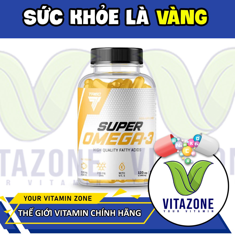 Viên uống dầu cá Trec Super Omega3 Tinh Khiết - Hàm lượng cao, bổ sung, tăng cường sức khỏe
