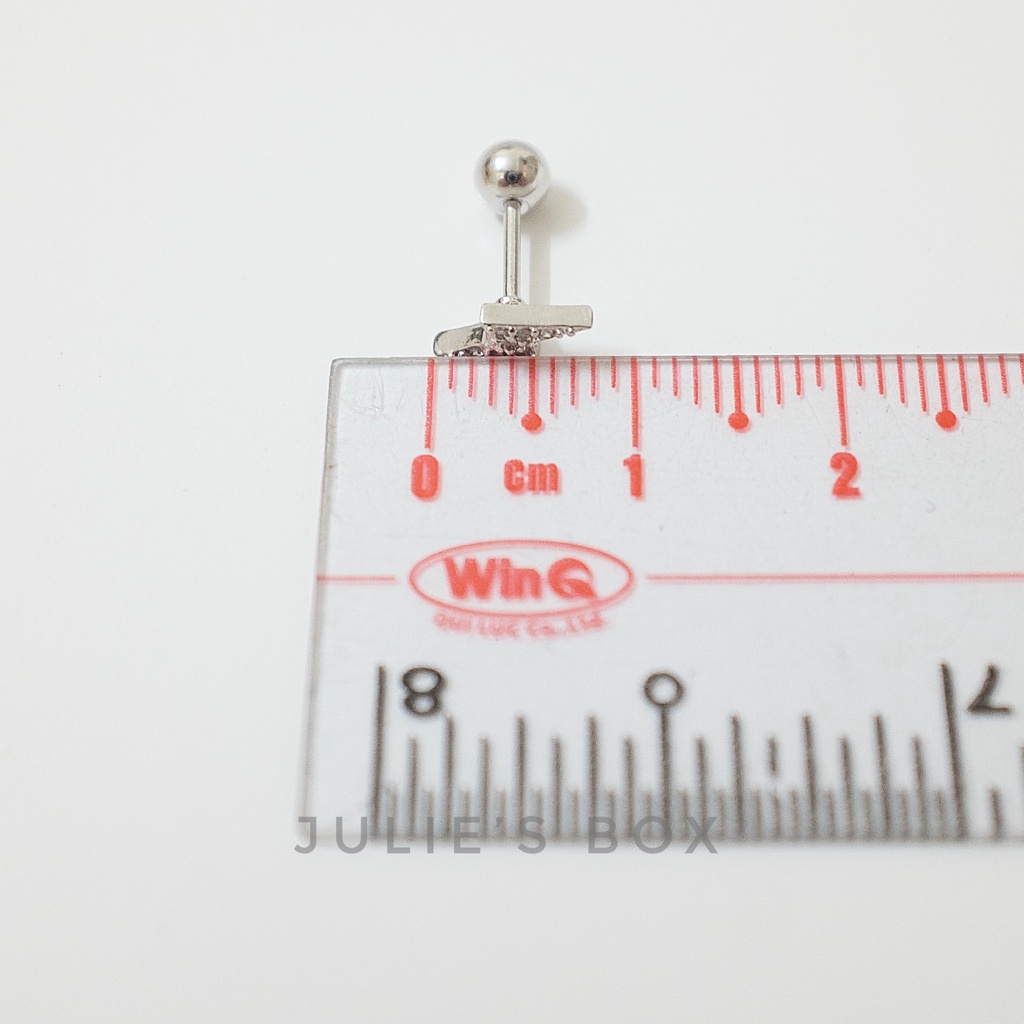 [1 Chiếc] Khuyên Tai Titan Tia Chớp Đính Đá Unisex Màu Bạc Đuôi Bi Không Gỉ Sét Không Ngứa Bông Tai Nam Julies Box 66