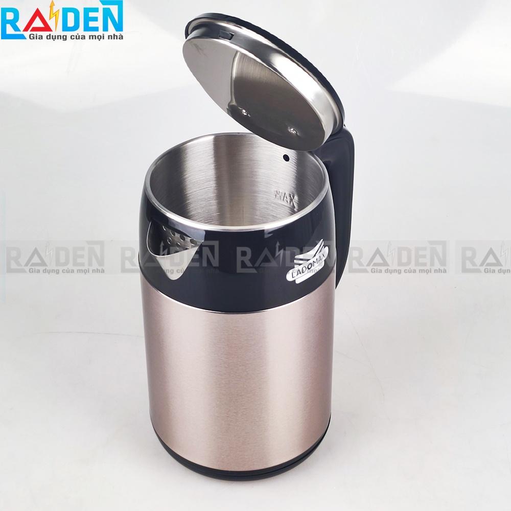 [HÀNG CHÍNH HÃNG] Bình đun nước 2 lớp Ladomax HA-888 lòng ấm bằng inox 304 nguyên khối, đun nước sôi cực nhanh