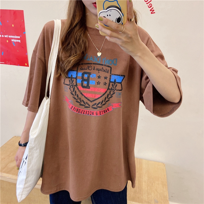 SUXI Áo Thun Nữ Ngắn Tay In Hình Phong Cách Hàn Quốc Năng Động