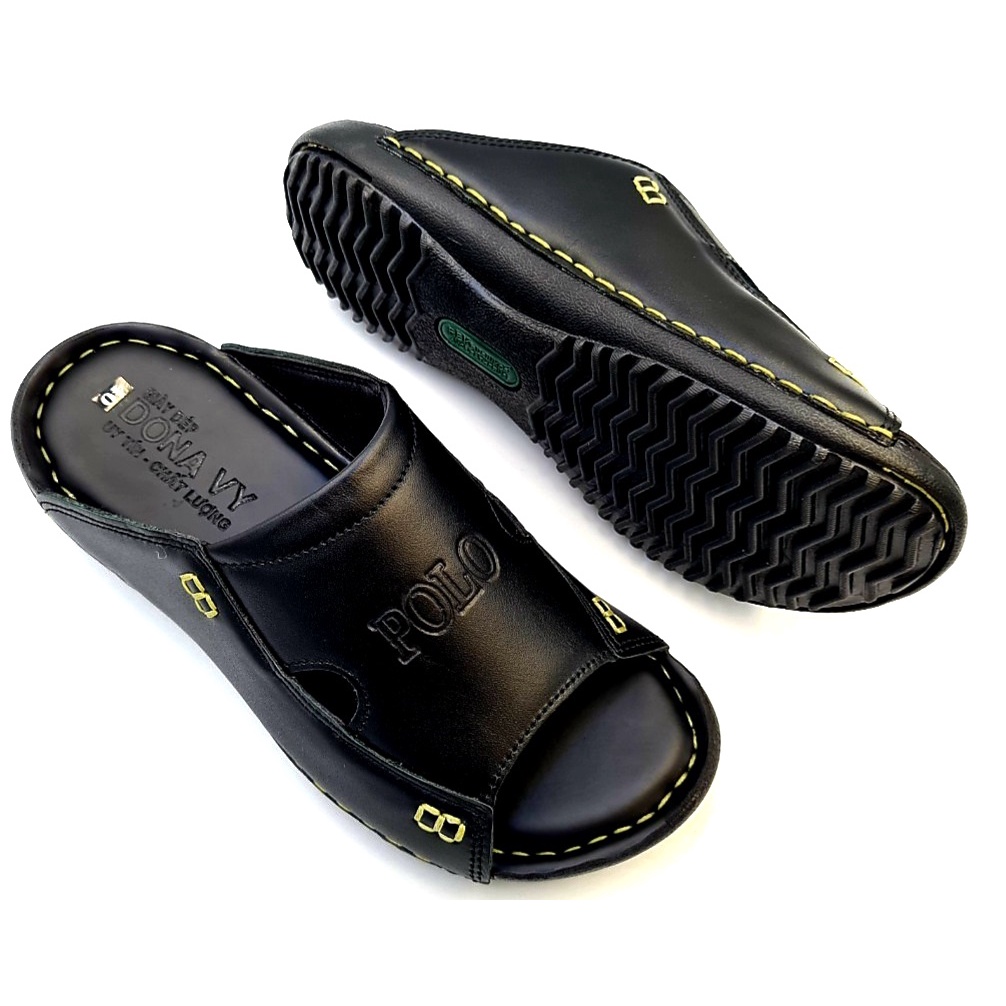 Dép su quai ngang nam da bò thật cao cấp, dép thời trang-Kinson Shop
