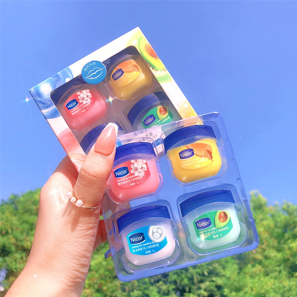 Set 4 Son Dưỡng Ẩm Chống Khô Môi Nicor Vaseline Dành Cho Nam Và Nữ
