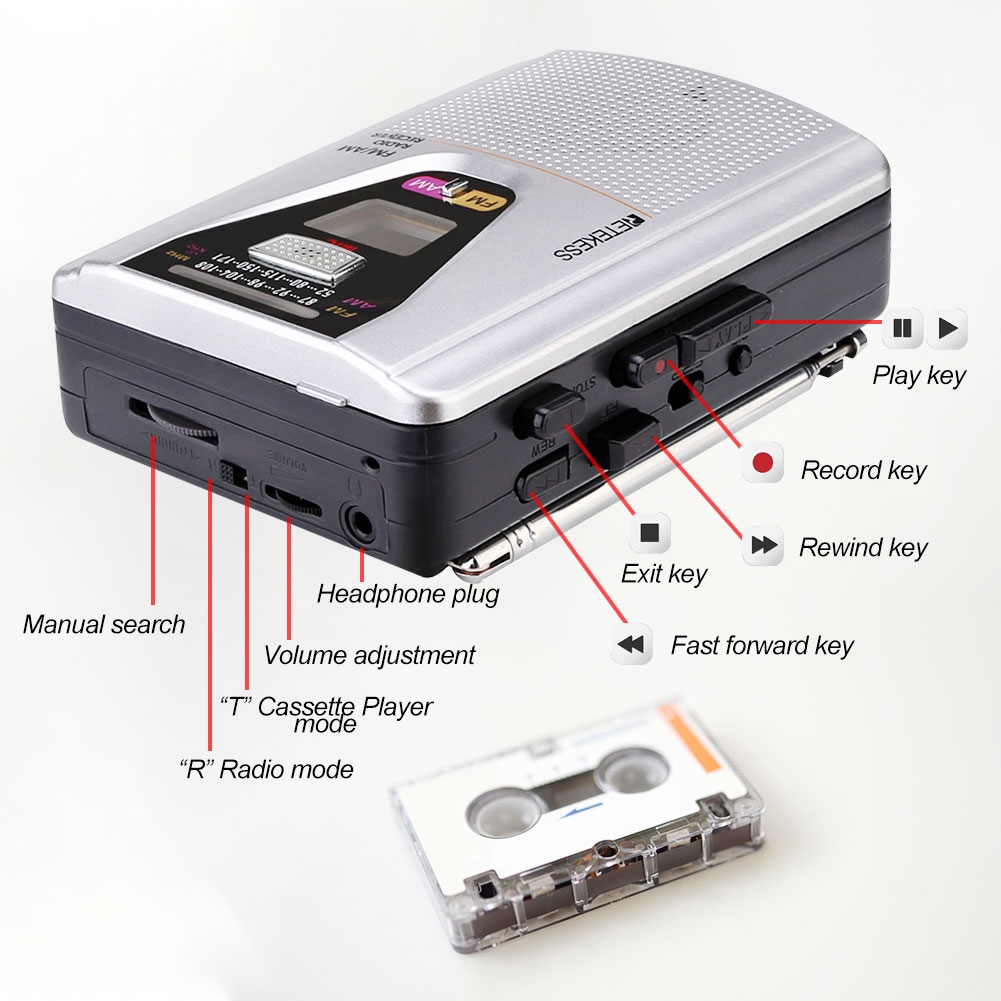 Radio FM/AM Retekess TR620 tích hợp cassette thu âm và chế độ phát lại băng tiện dụng
