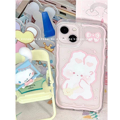 Ốp điện thoại trong suốt in hình thỏ đựng thẻ thích hợp cho iPhone Apple 13Promax Iphone12 11 Xs 8P
