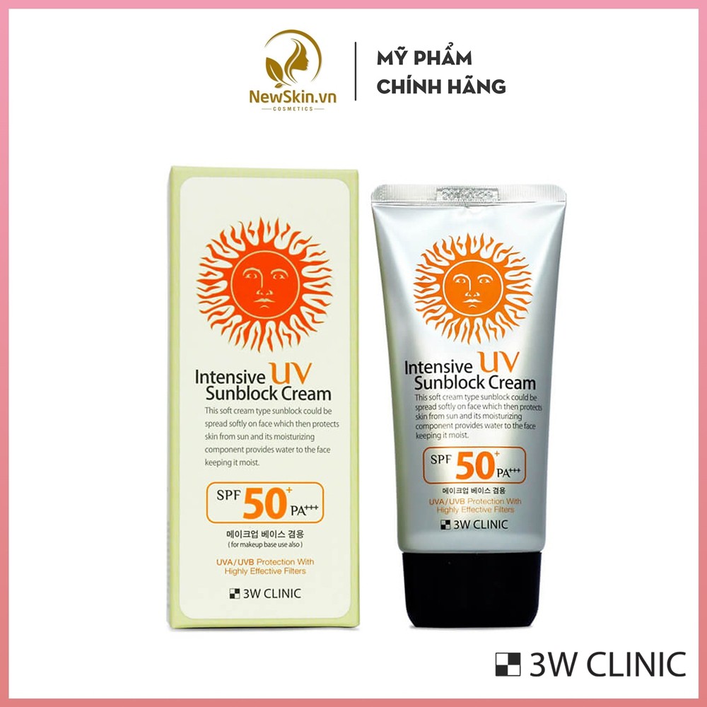 Kem Chống Nắng 3W Clinic Dành Cho Mọi Loại Da SPF50 PA+++ Intensive UV Sunblock Cream (70ml)