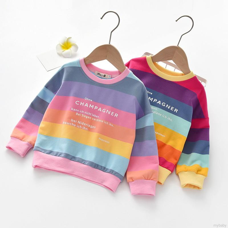 My Baby  Autumn Baby Girl Striped Letters Sweatshirts Casual Blouse Long Sleeve Outerwear