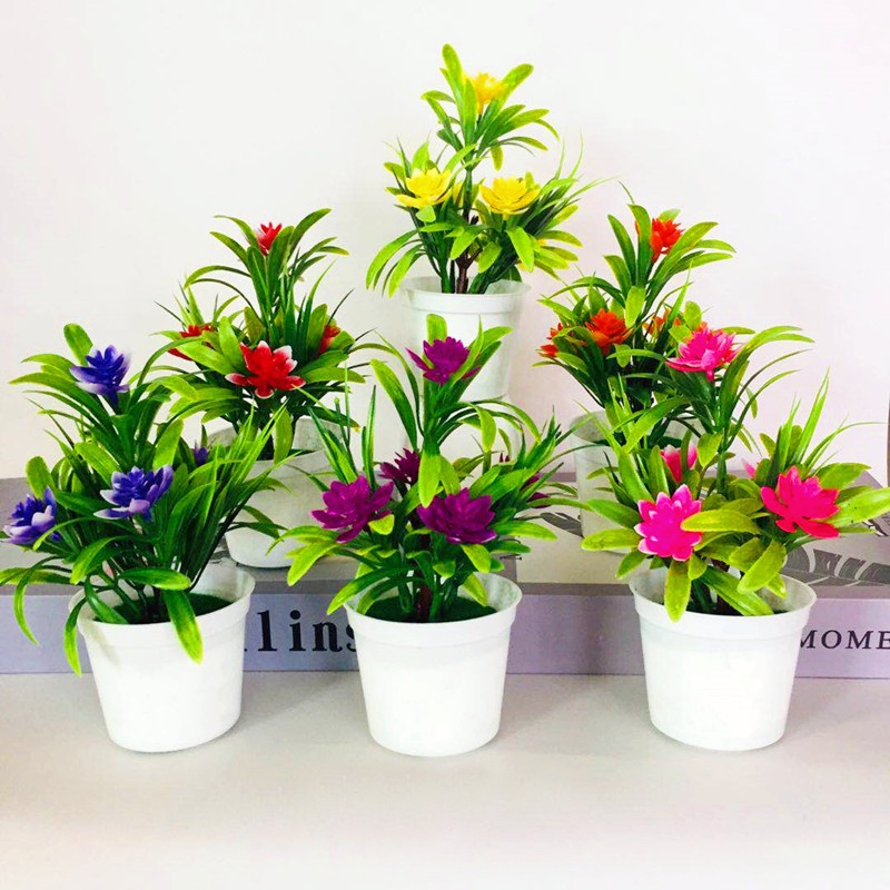 Bộ 5 Chậu Hoa Sen Giả Trang Trí Phòng Khách / Phòng Ngủ / Sân Vườn Diy