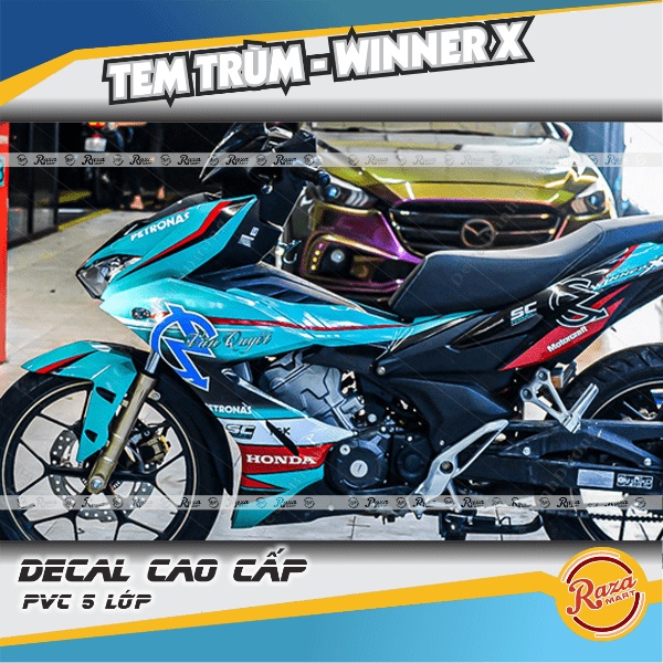 Tem trùm WINNER X màu xanh đen | Decal PVC 5 lớp cao cấp | Mã tem: WINX 0100