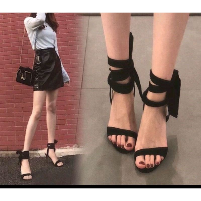 gót bigsize bảng ngang hậu dây quấn thắt nơ cực xinh 35-45 ( mẫu thật gót cao 7p)