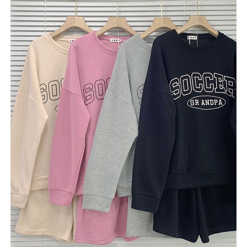 Bộ Nỉ Nữ, Bộ áo quần Sweater dài tay dáng rộng Phong cách Thu Đông Hàn Quốc M6802-1-Teen 888