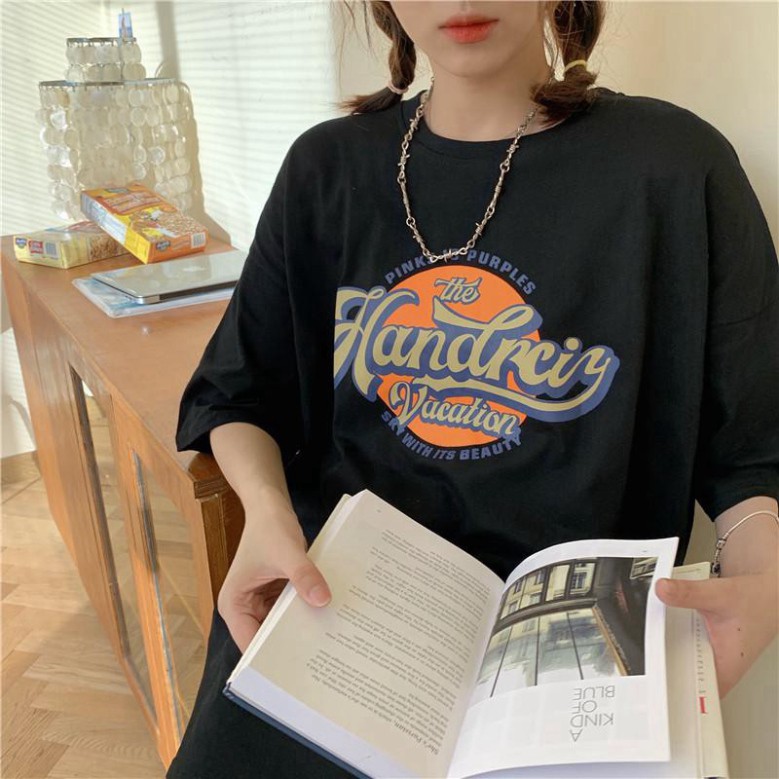 Áo Phông Unisex, Áo Thun Nam Nữ Form Rộng Tay Lỡ Freesize Handrey 40kg - 55kg | BigBuy360 - bigbuy360.vn