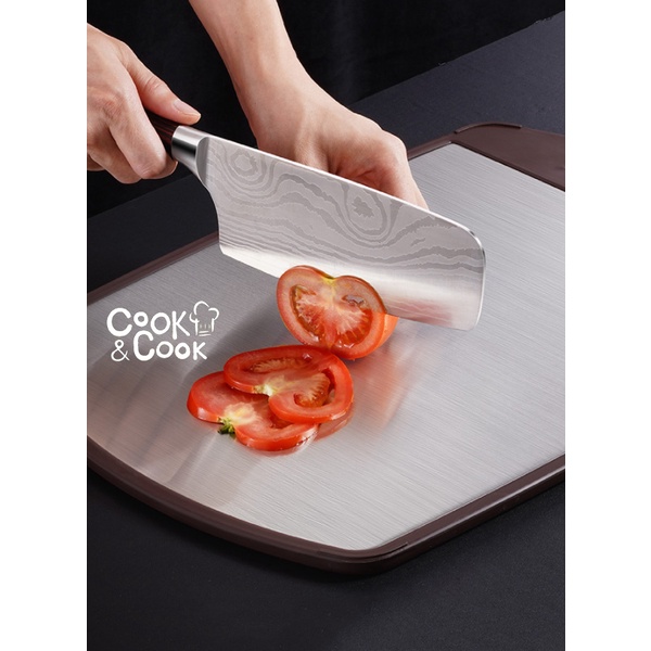 Dao cắt thịt inox cán gỗ có vân cao cấp siêu bén siêu bền SSGP 31cm lưỡi 16cm 312g ko kèm thớt