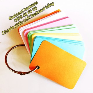 500 thẻ flashcard trắng 5 màu thái cao cấp bo góc kèm khoen bìa