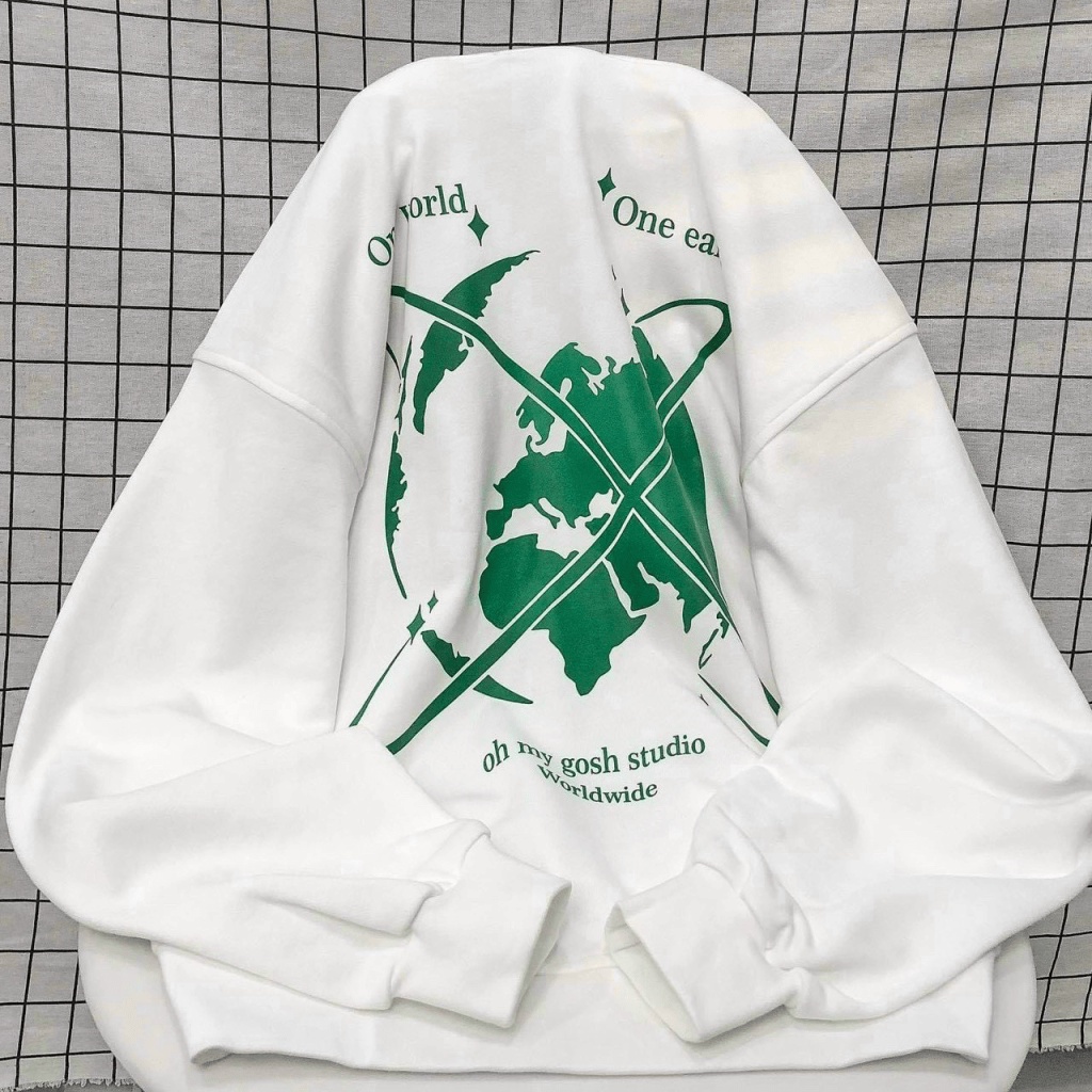 (Free Ship) FREE SHIP Áo KHoác Nỉ Dây kéo ZIp In HÌnh Trái Đất Xanh Mình Anh Và Em Chống Nắng HOt Trend h.h.p