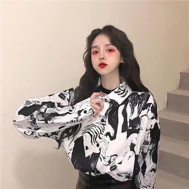 Áo Sơ Mi Tay Dài Dáng Rộng Họa Tiết Sọc Caro Kèm Thắt Lưng Phong Cách Vintage Thời Trang Cho Nữ