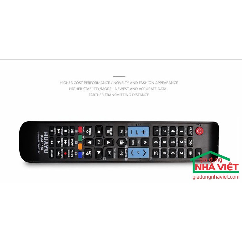 Điều khiển đa năng cho HUAYU RM-L1080 4 IN 1 cho TV, ĐẦU PHÁT DVD, SAT, KTS, BD