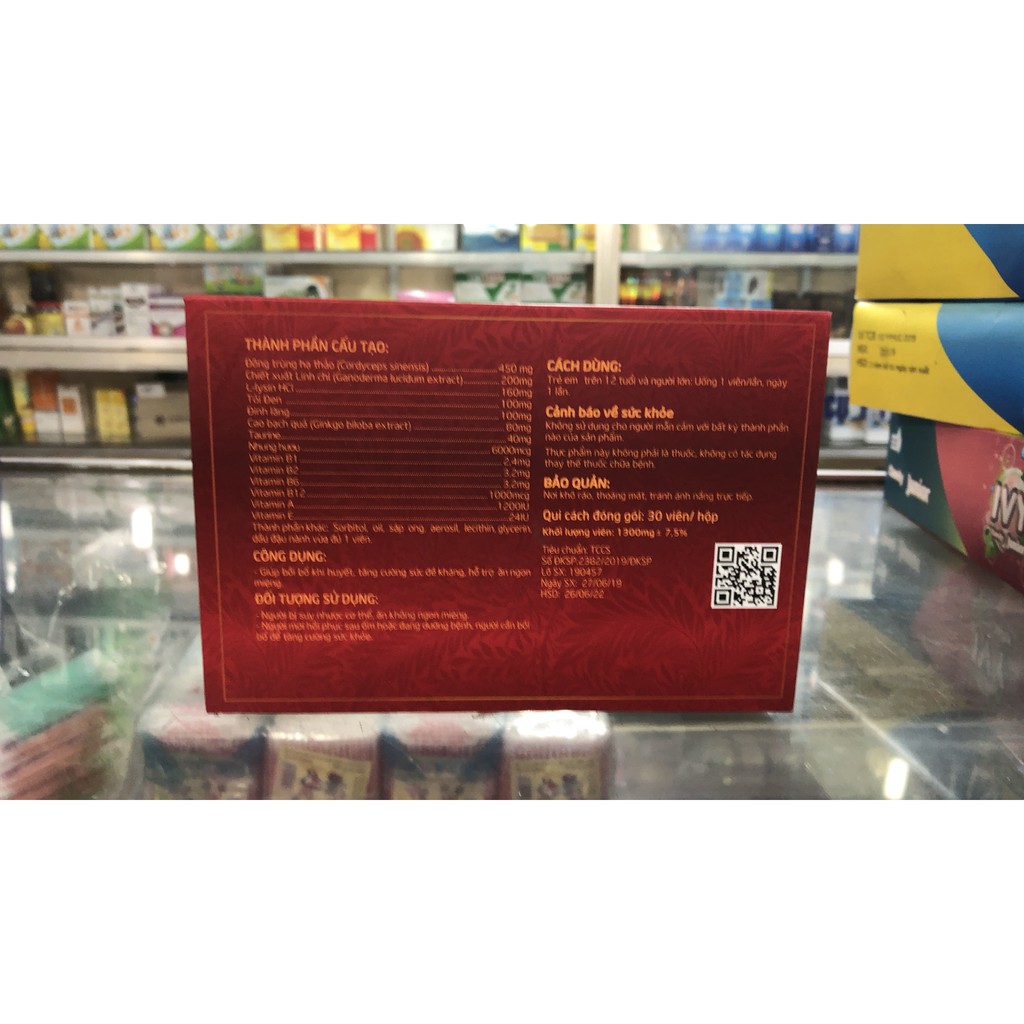 Đông trùng hạ thảo Y Phúc, bồi bổ sức khoẻ, tăng cường miễn dịch, giúp ăn ngon ngủ ngon, hộp 30 viên