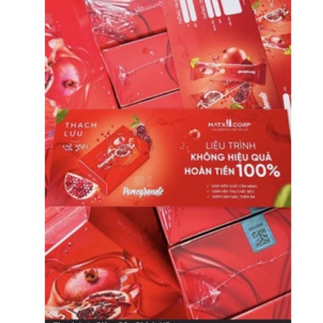 Thạch lựu giảm cân hari stote thạch lựu giảm cân collagen Go X Pomegrante Matxicoprp chính hãng hộp 14 gói