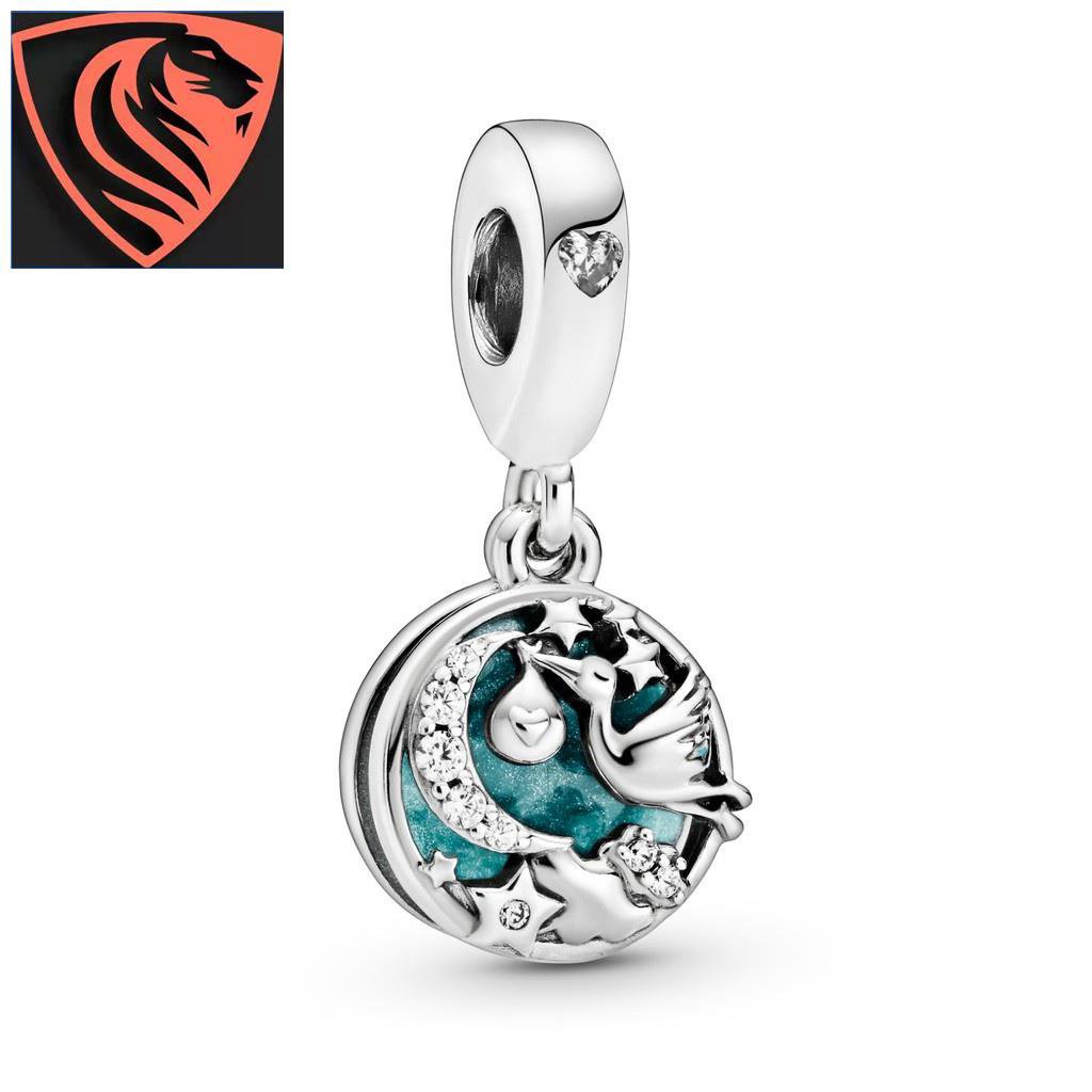 PANDORA Mặt Dây Chuyền Mạ Bạc 925 Hình Trái Tim Chia Đôi Khắc Chữ Độc Đáo DIY