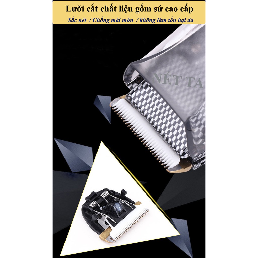 Tôngđơ cắt tóc gia đình và trẻ em không dây KEMEI KM-77 sử dụng pin sạc tiện lợi, công nghệ hút mảnh vụn tóc thông minh