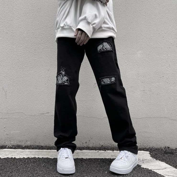 Quần denim ống suông rộng thời trang hip hop cá tính dành cho nam