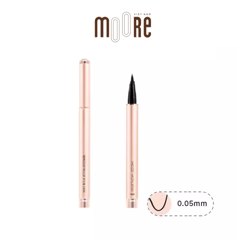 Kẻ mắt nước lâu trôi chống nước Vacosi Natural Studio 24h Waterproof Pen
