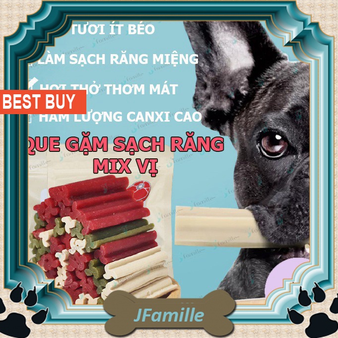 Que Gặm Sạch Răng Cho Cún JFamille, Tươi Ngon Thơm Miệng, Bổ Sung Canxi, Vitamin & Khoáng Chất.Gói 100gr. JF83
