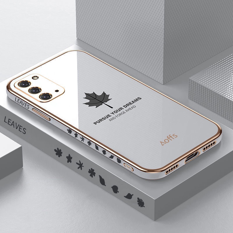 Ốp điện thoại mềm QIANZI chống sốc họa tiết lá phong cho Samsung Galaxy A02S A03 A03S A23 4G A13