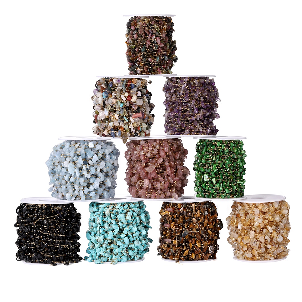 Chuỗi Hạt Đá Tự Nhiên 1m Bằng Thép Không Gỉ Nhiều Màu Sắc Dùng Làm Vòng Tay